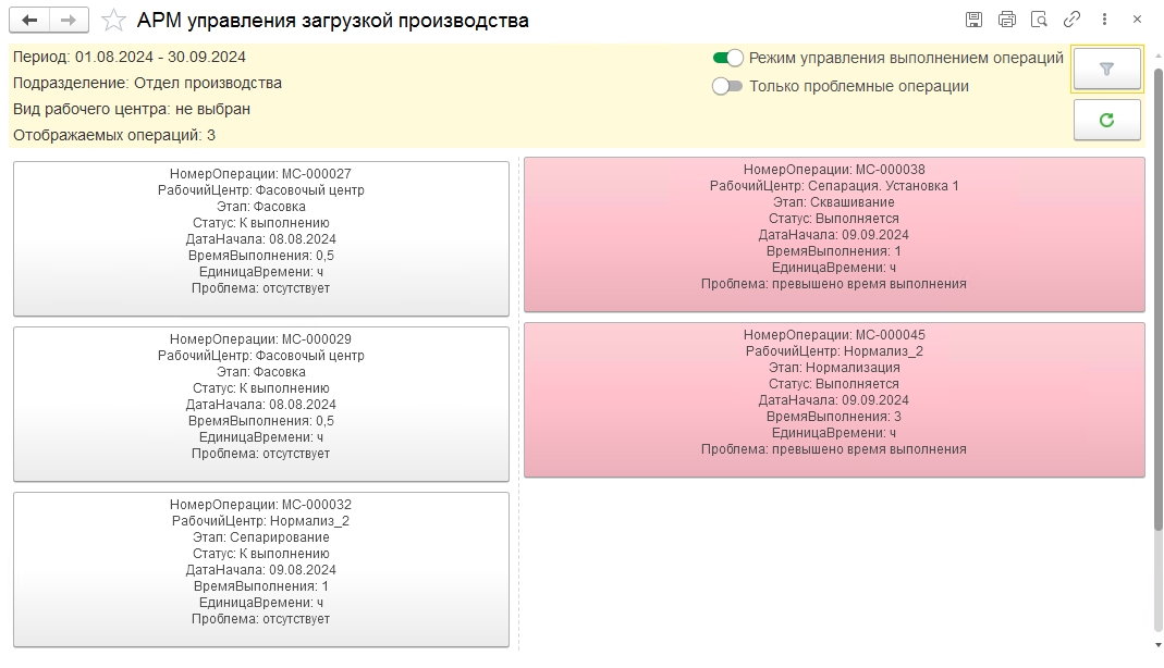 АРМ «Управление загрузкой производства»