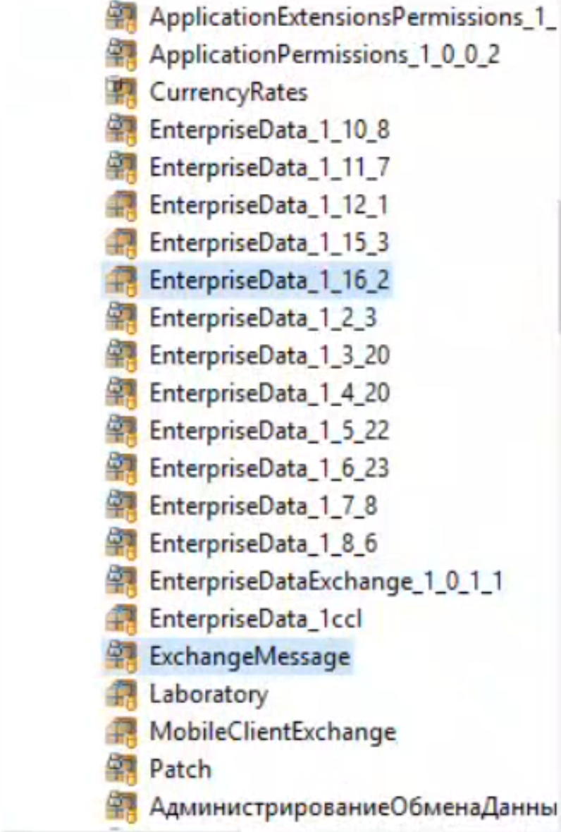 Необходимо выгрузить описания текущих версий пакетов EnterpriseData и ExchangeMessage